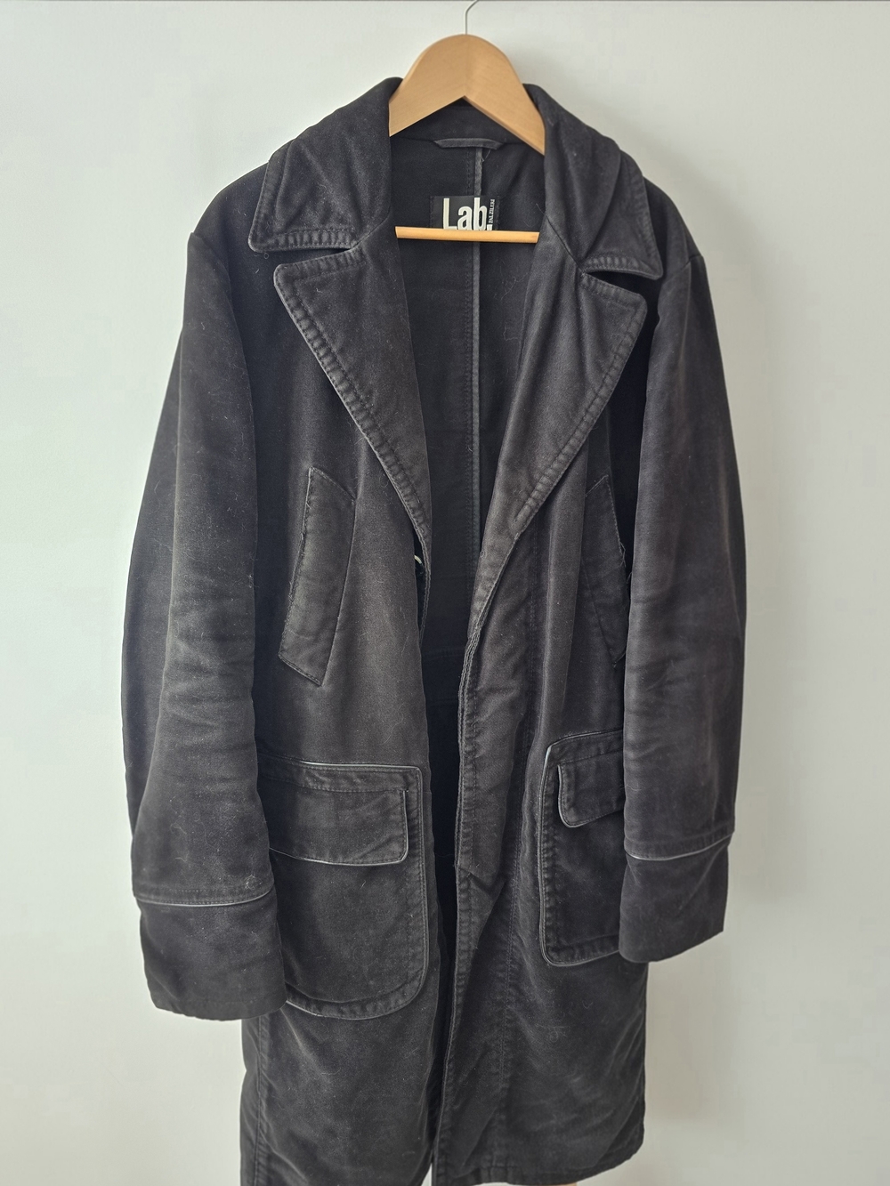 Lab by Pal Zileri Men's Black Leather Sleeve Field Coat